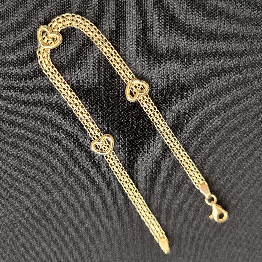 18k real gold bracelet with hearts design